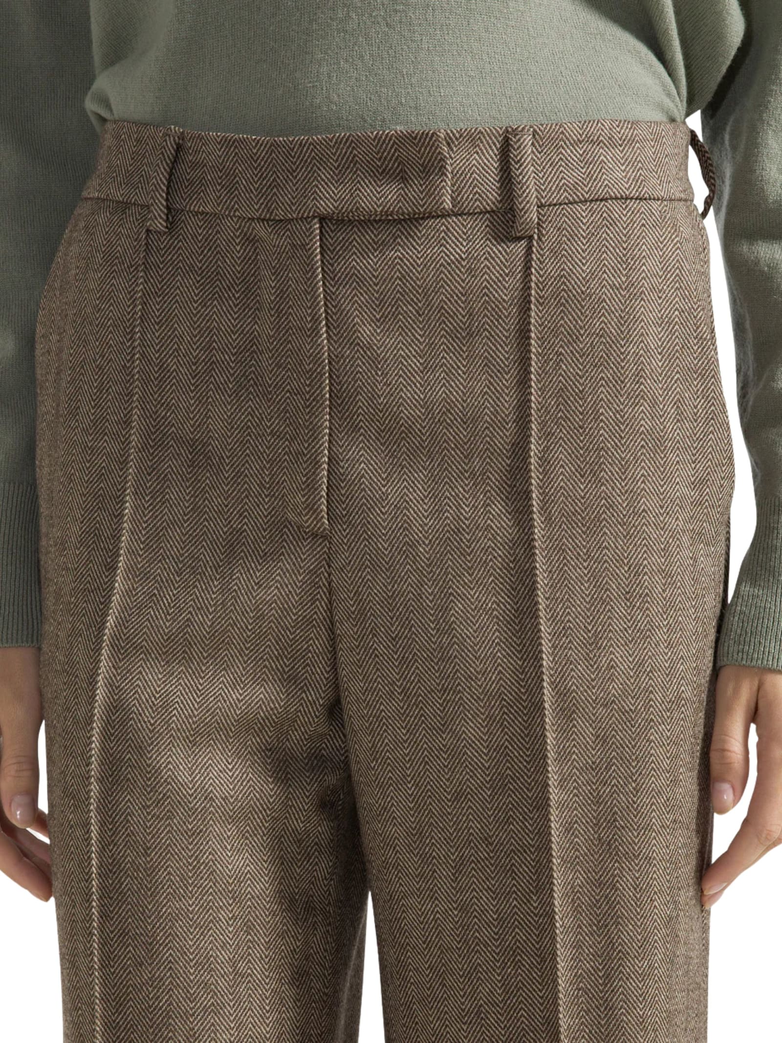 Seventy Herringbone Straight Leg Trousers In Gray