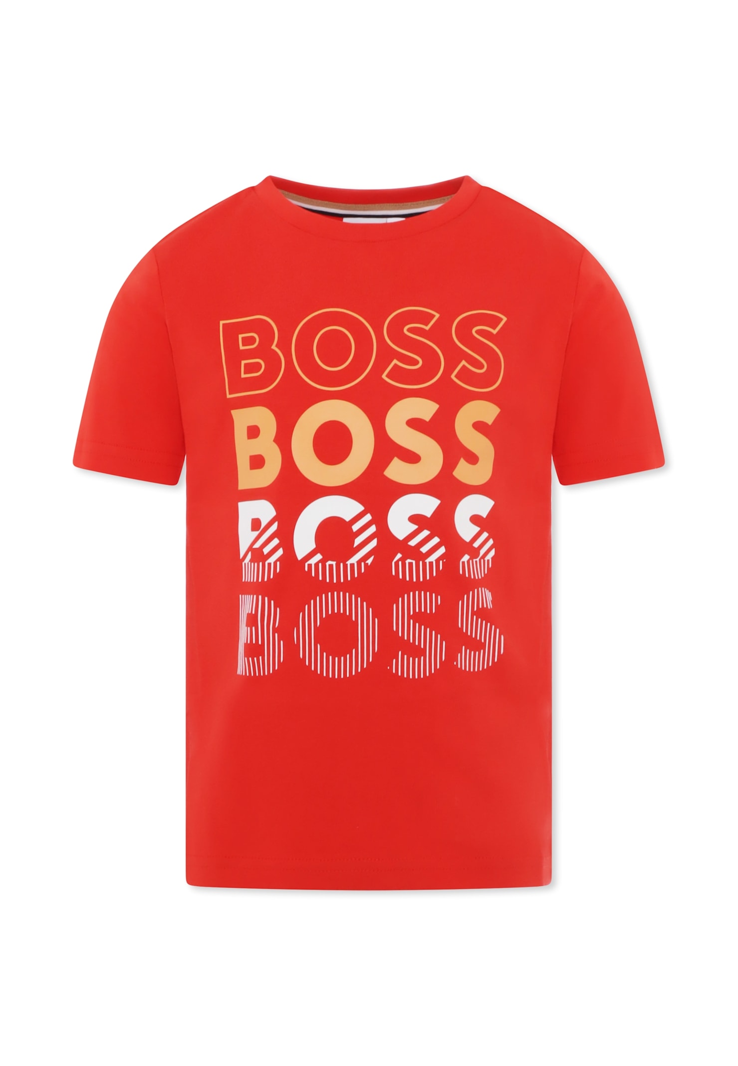 Hugo Boss Kids' Red T-shirt For Boy With Logo