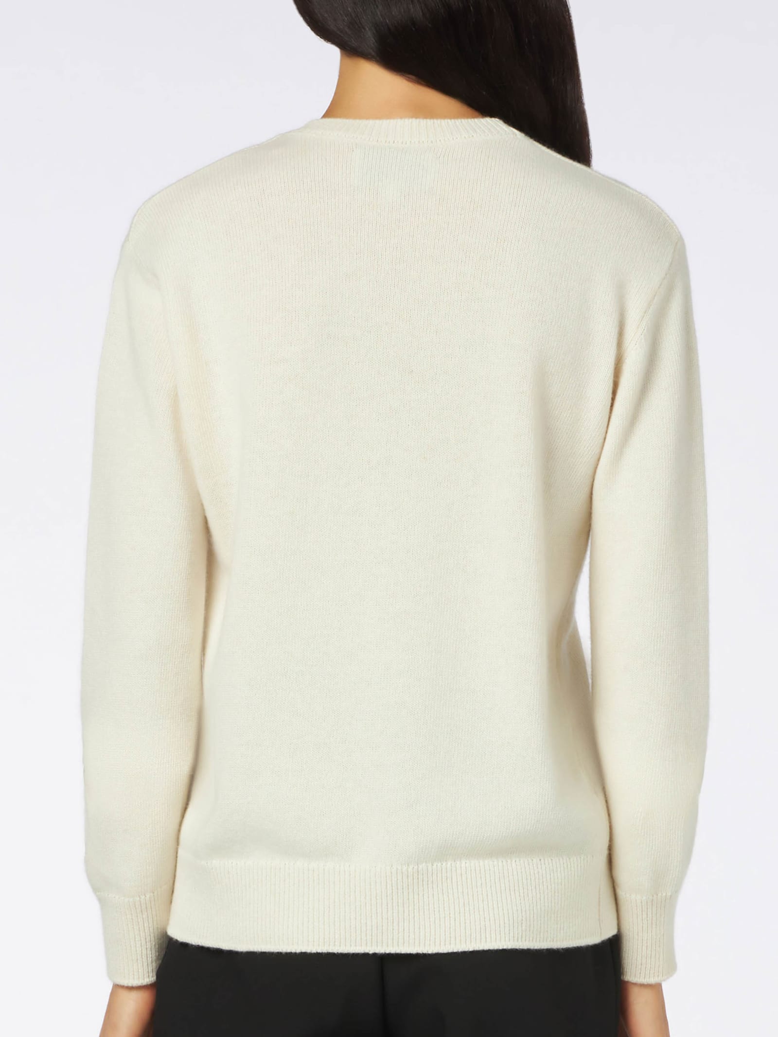 Mc2 Saint Barth Woman Crewneck White Sweater With Simply The Best Lurex Print Niki Dj Special Edition In White
