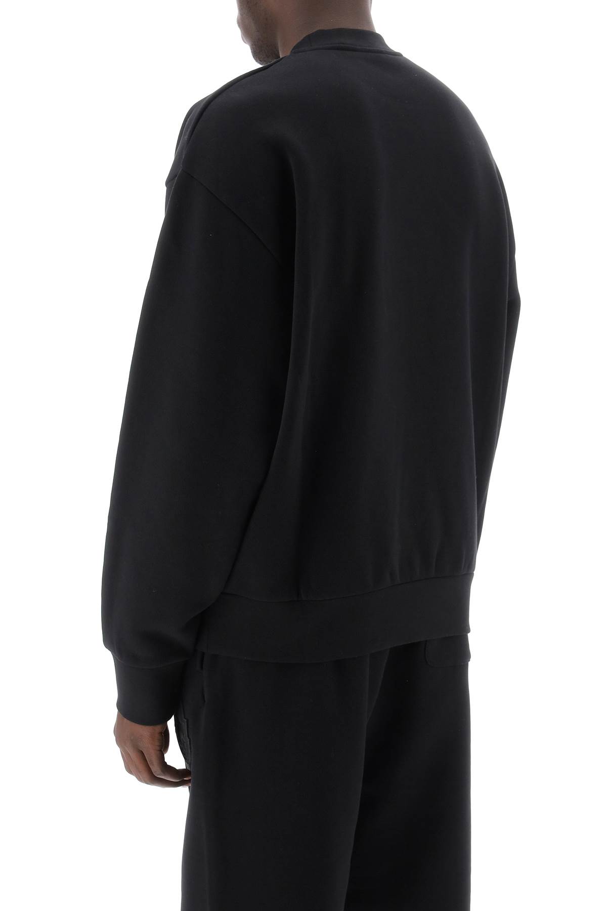 Shop Moncler Genius Crew-neck Sweatshirt With Logo Print In Black