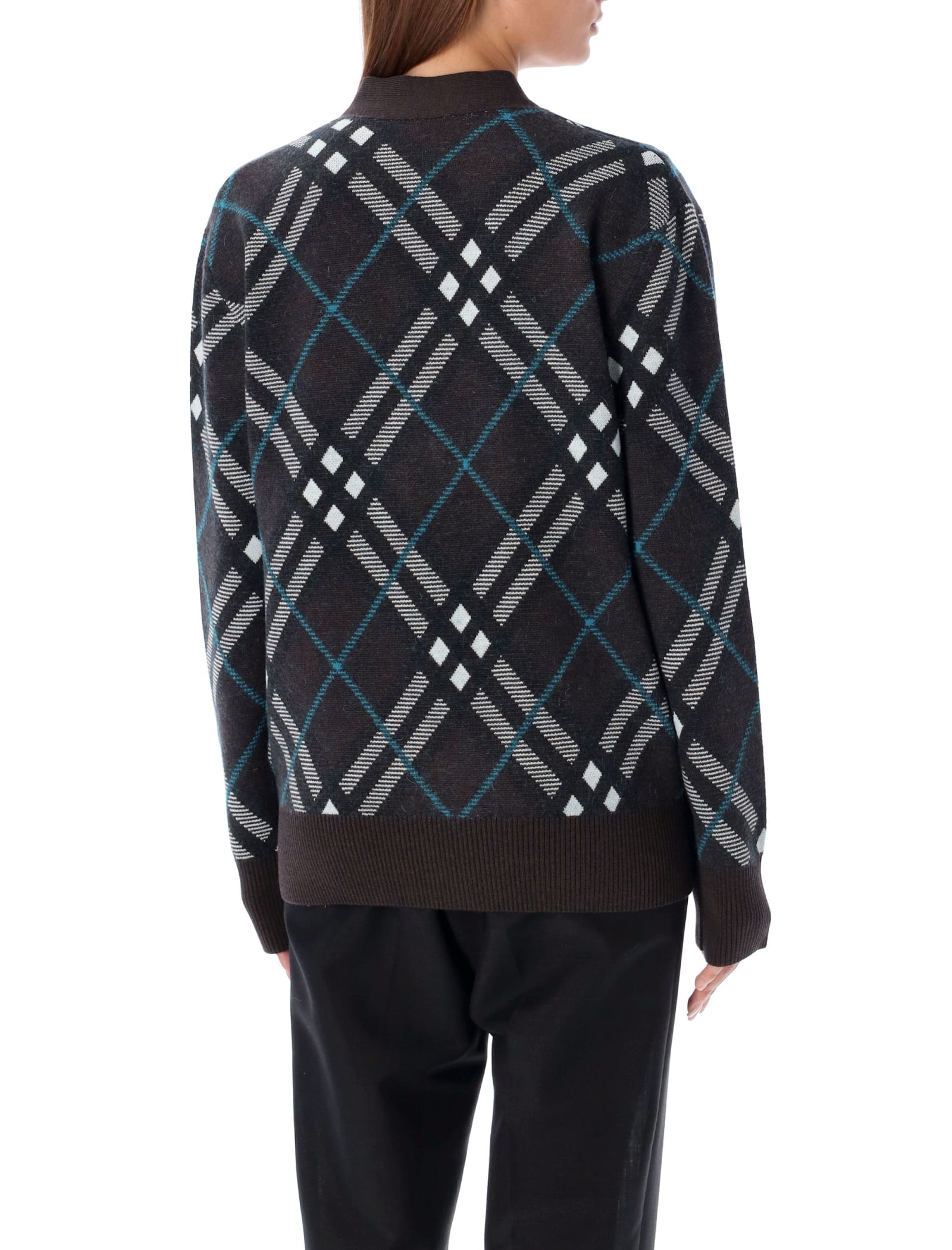 Shop Burberry Checked Cardigan In Snug Ip Check