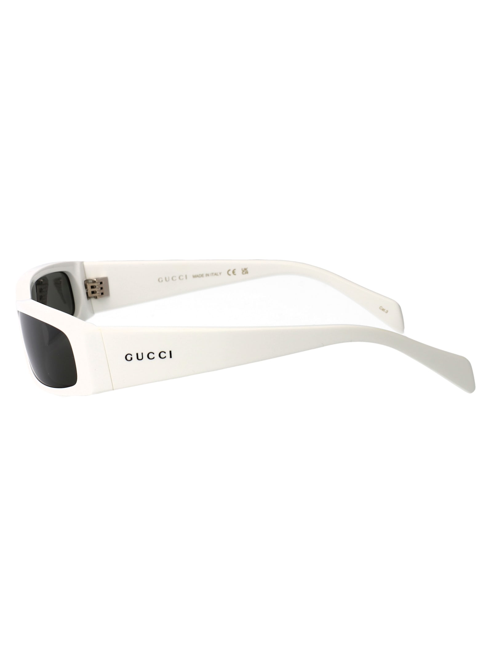 Gucci Eyewear Rectangular Frame Sunglasses In White-white-grey