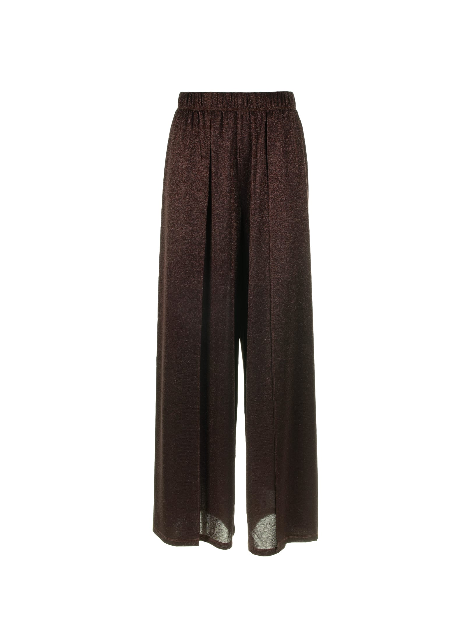 High-waisted Trousers In Bronze Lurex