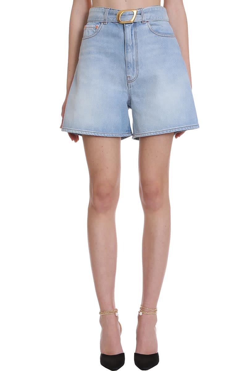 MAGDA BUTRYM SHORTS IN CYAN DENIM,11318157