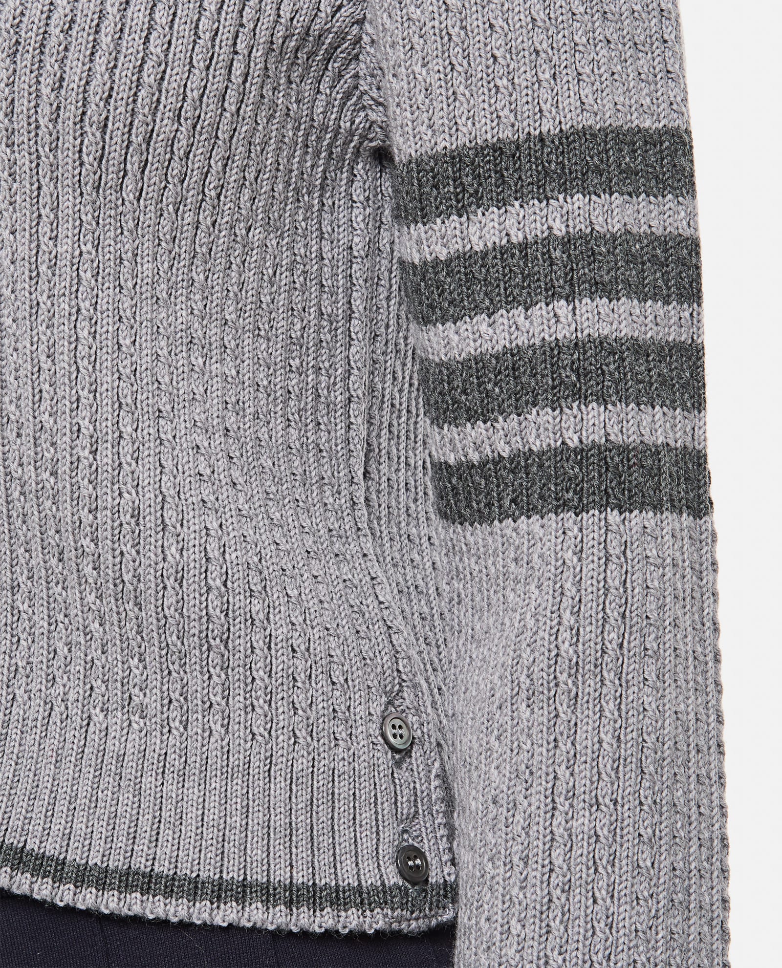 Shop Thom Browne Merino Wool Baby Cable V Neck Cardingan In Grey
