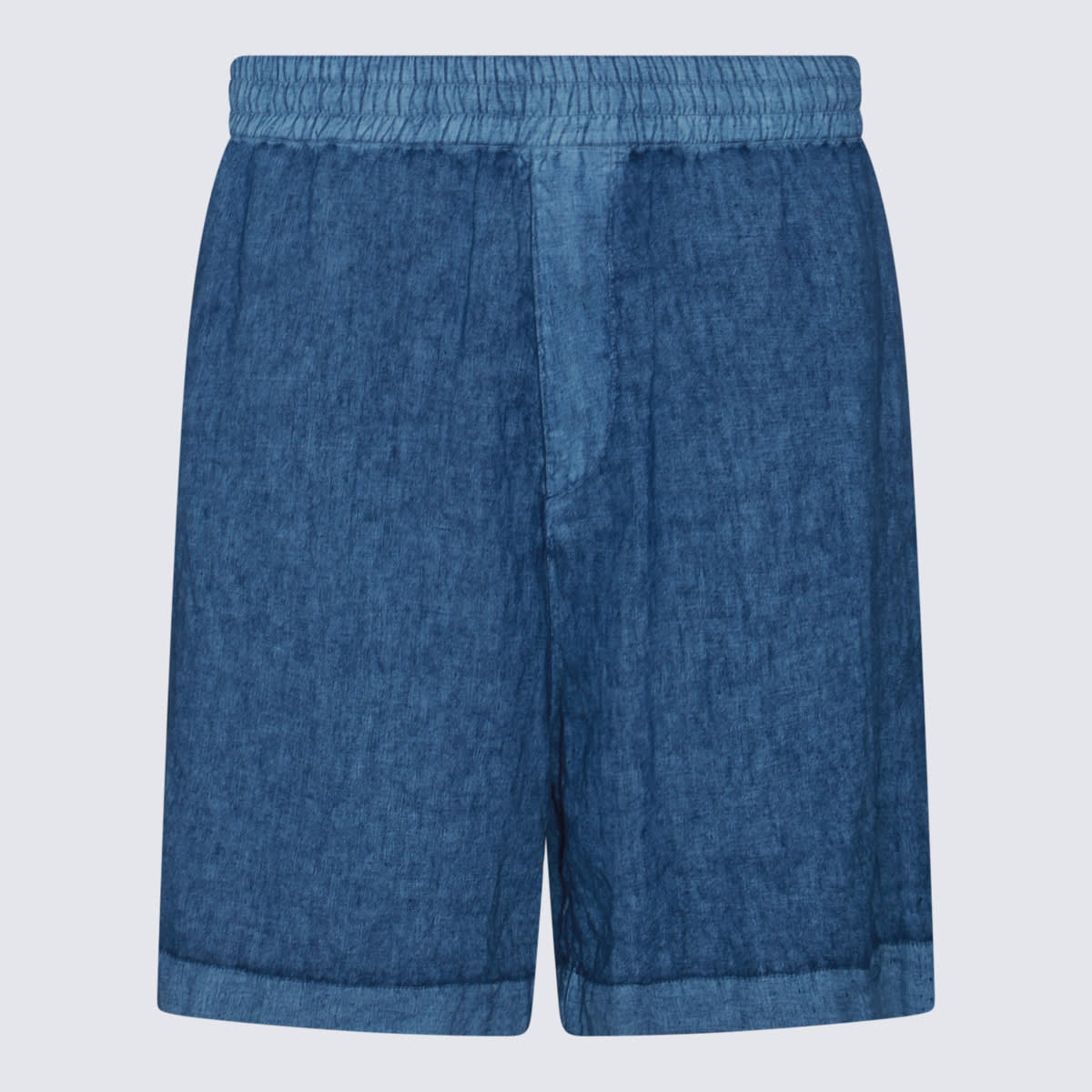 Shop Burberry Blue Linen Shorts In Knight