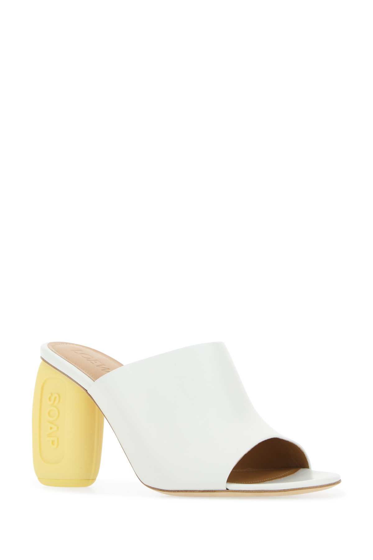 Shop Loewe Ivory Leather Soap Mules In Whiteyellow