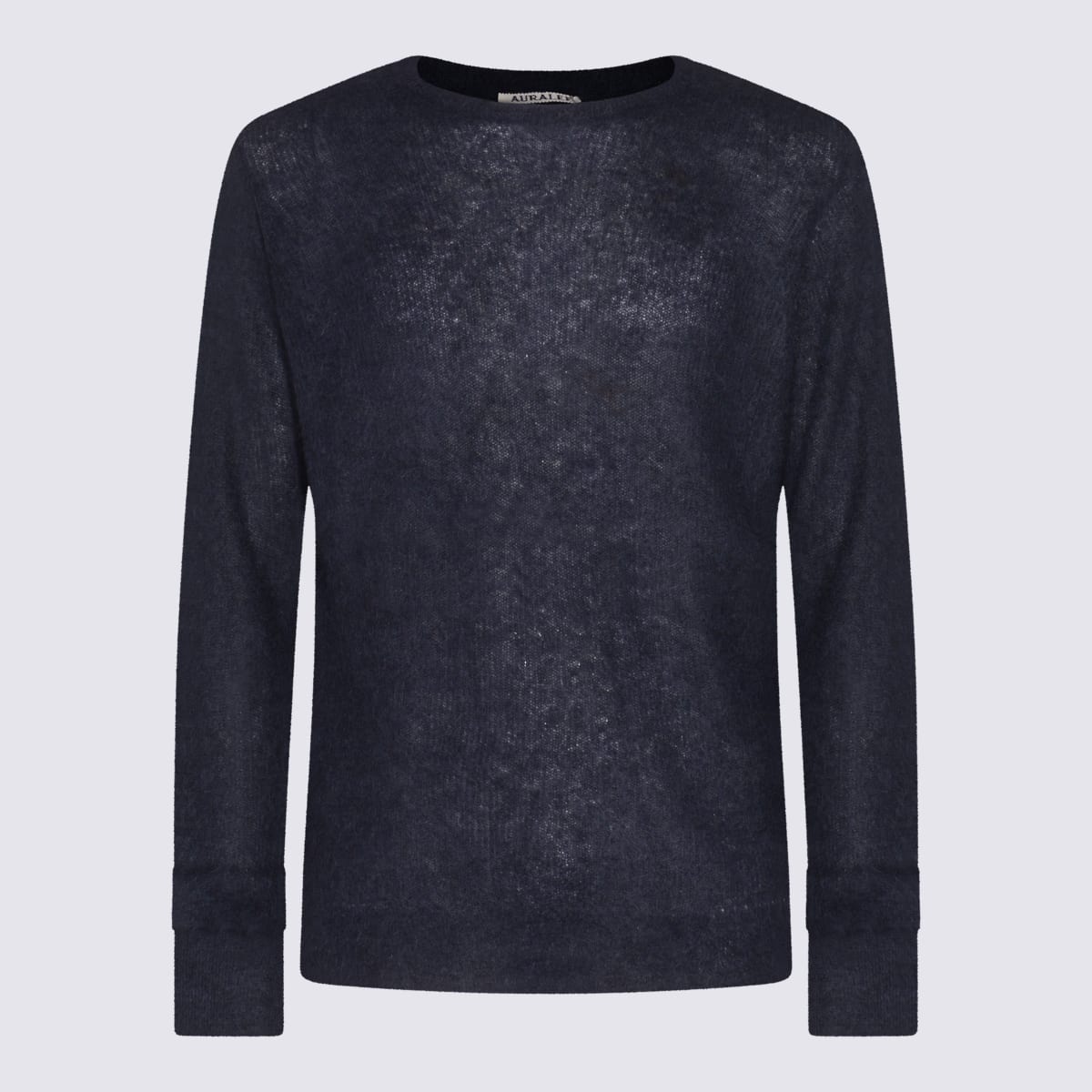Auralee Lightweight Knit Long Sleeve Crew Sweater In Blue