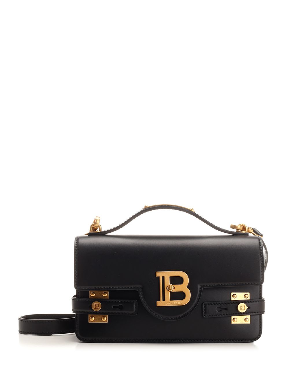 Balmain B-buzz 17 Leather Shoulder Bag In Black