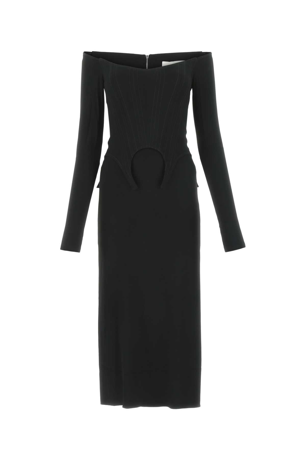 Black Crepe Lady Off-the-shoulder Dress