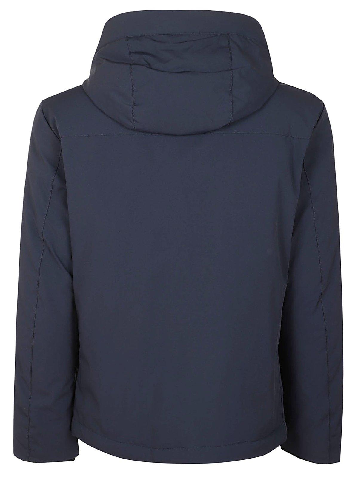 Shop Woolrich Padded Detachable Hooded Jacket In Melton Blue