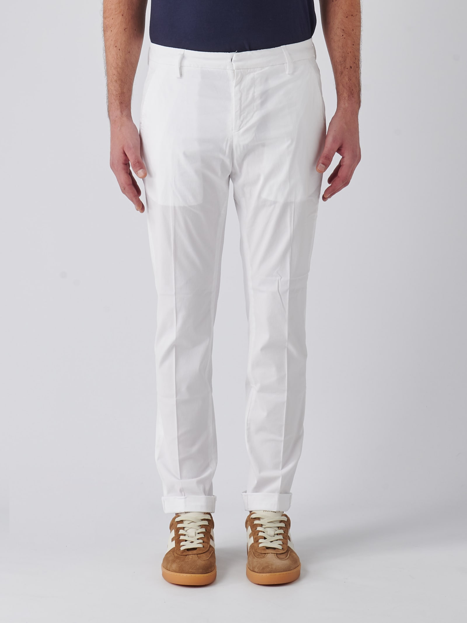 Shop Dondup Pantalone Gaubert Trousers In Bianco