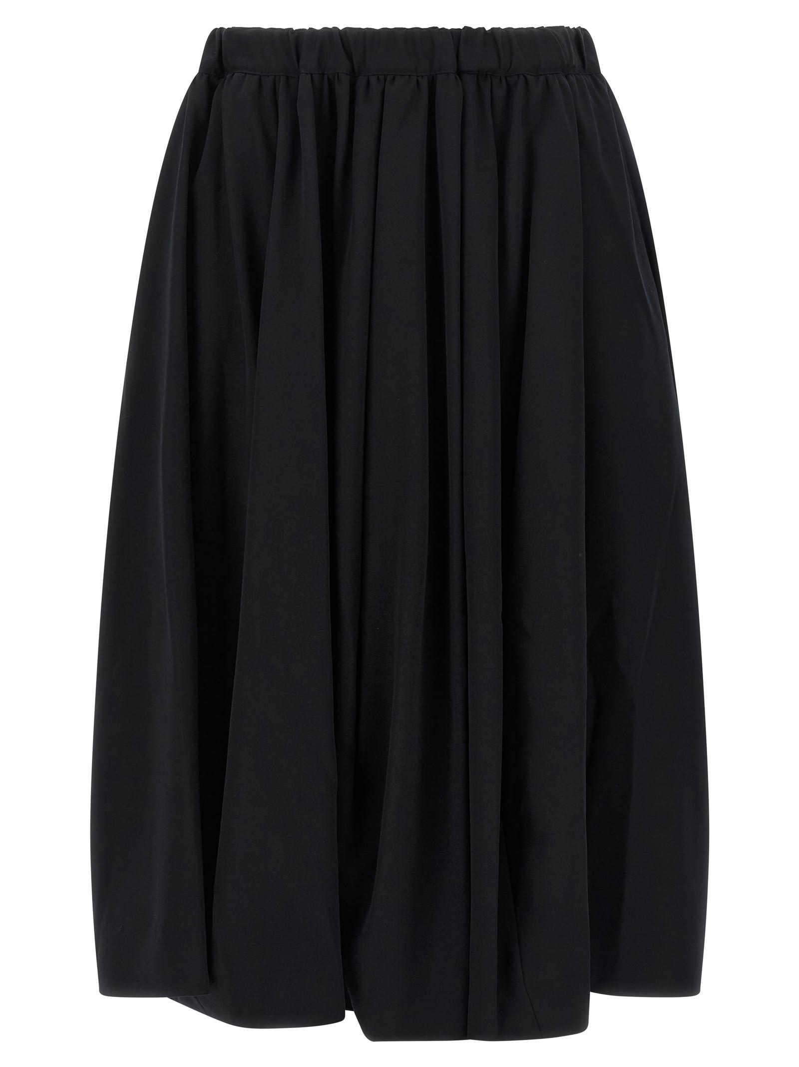 Comme Des Garçons Soft Pleated Skirt Elastic Waistband In Black