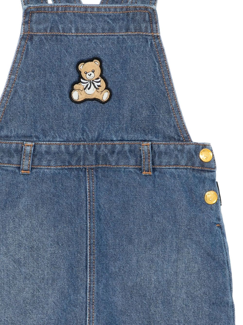 Moschino Kids Embroidered Dungarees In Blue