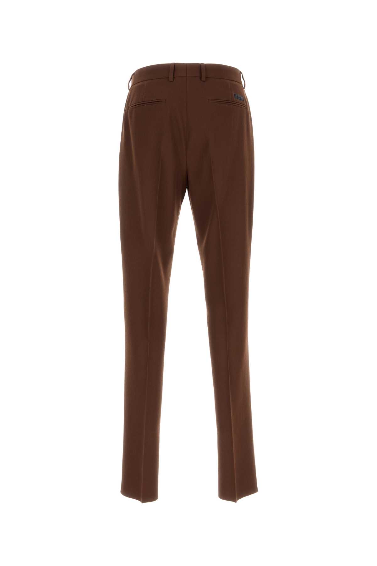 Versace Pantalone In Grain De Poudre Cioccolato Uomo In Moka