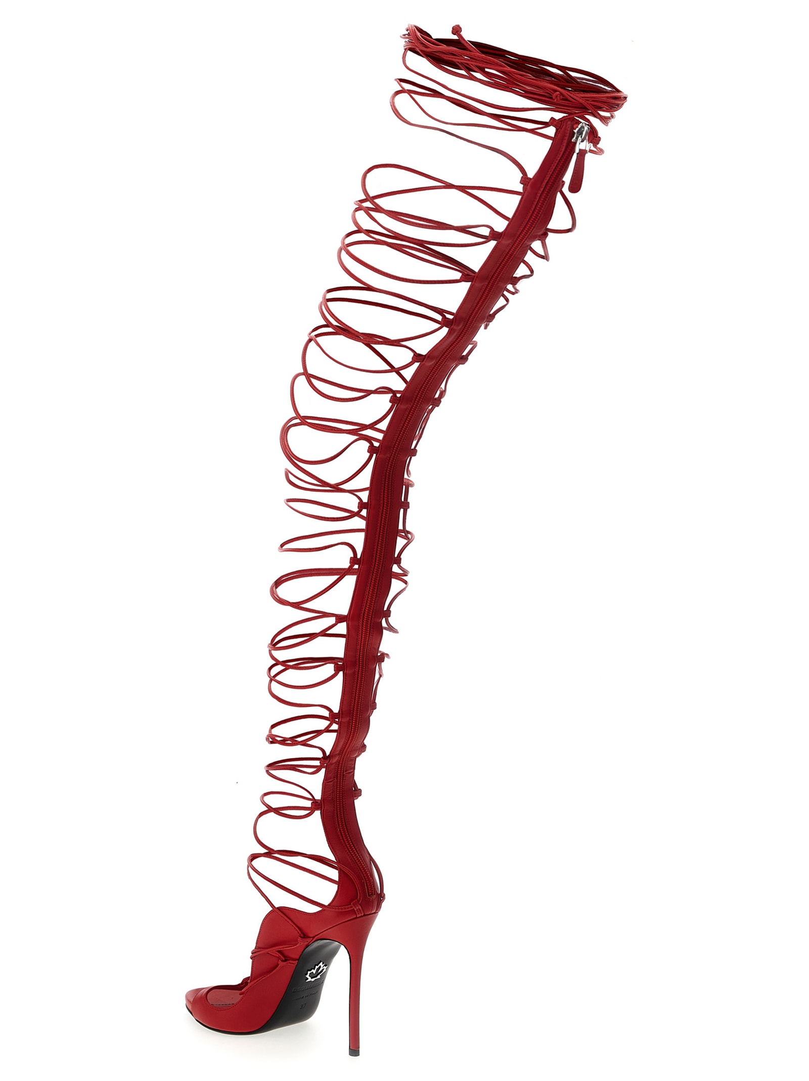 Dsquared2 Vaquera Capsule Stiletto Sandals In Burgundy