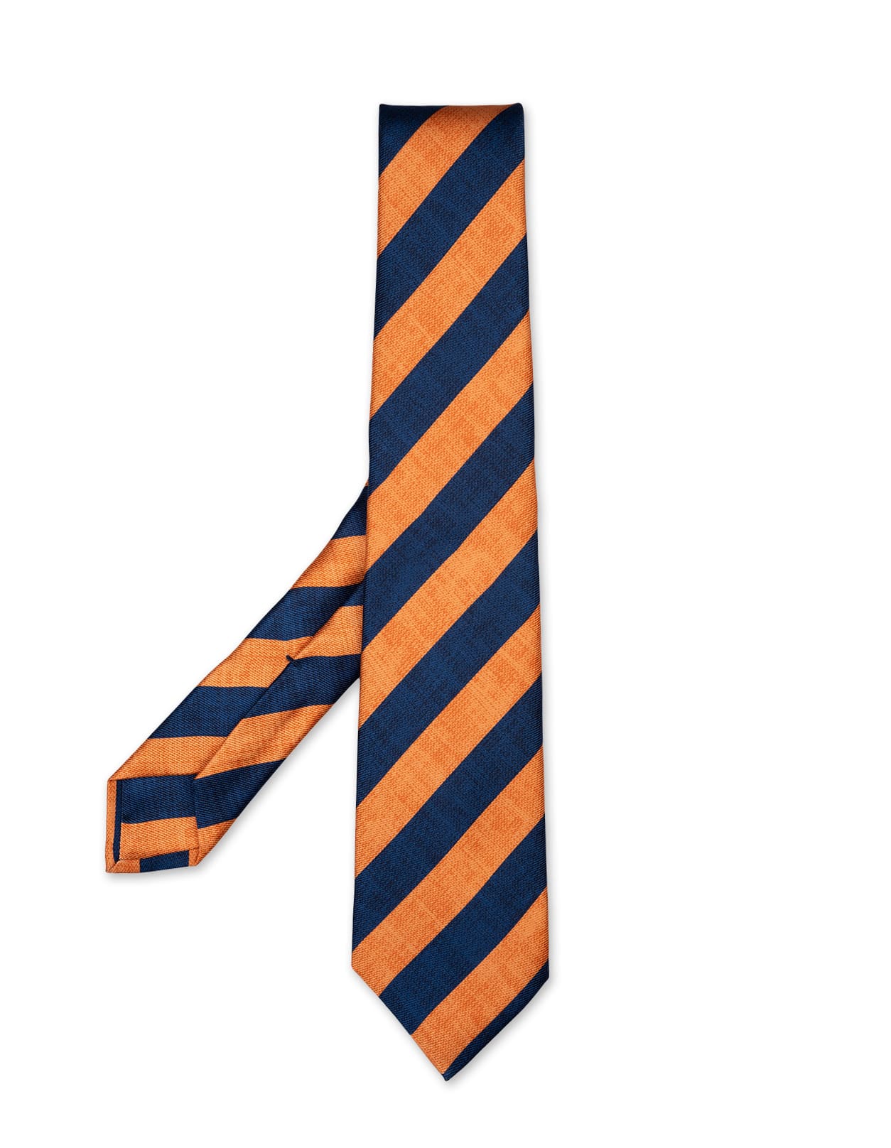 Orange Tie With Blue Navy Stripes
