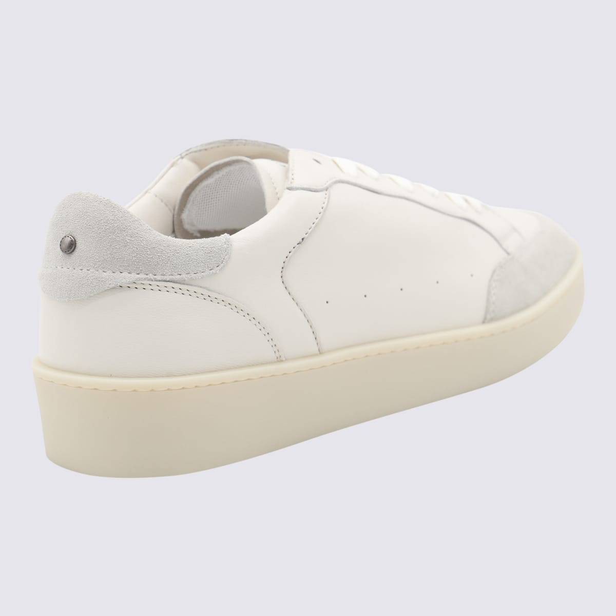 Shop Canali Whtie Leather Sneakers