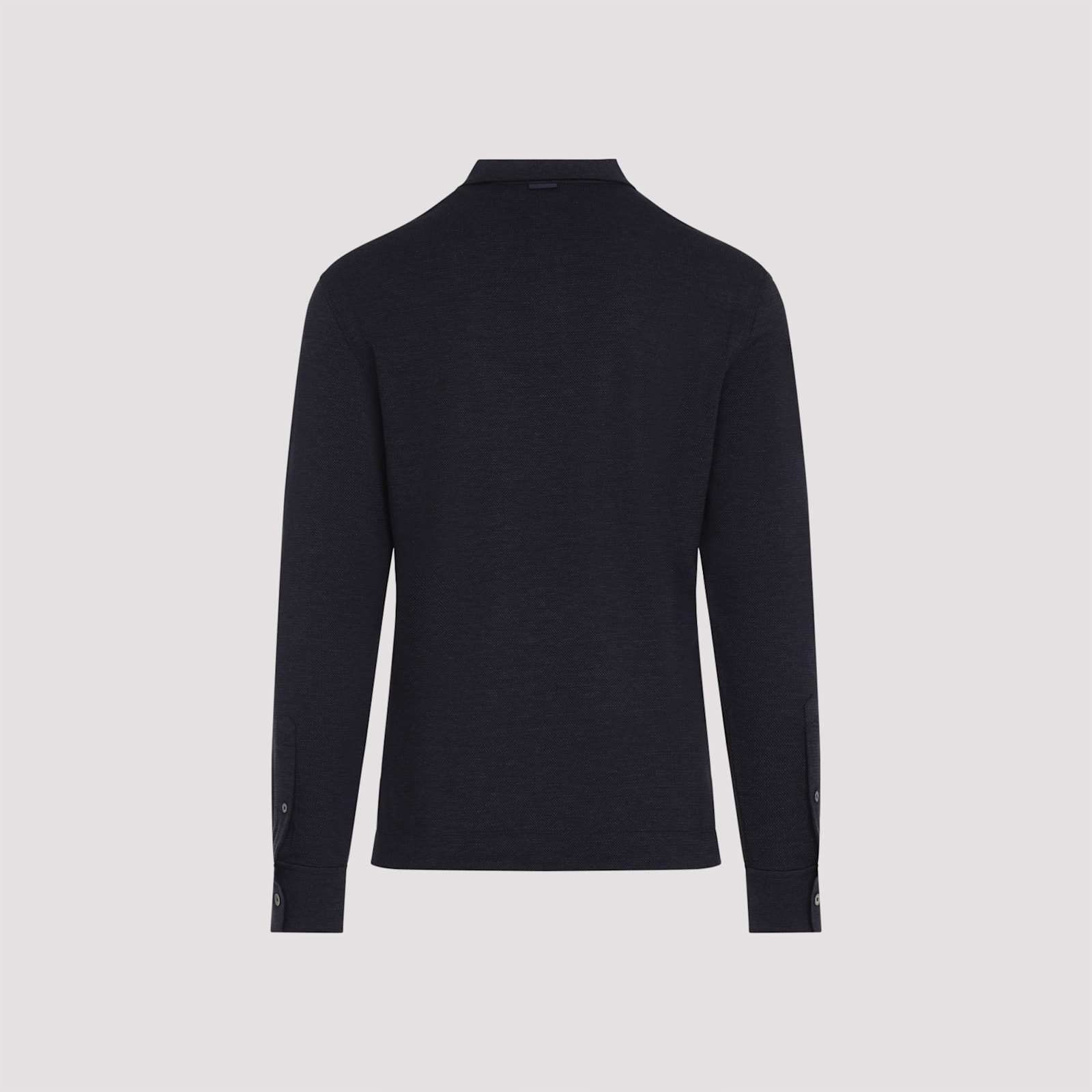 Shop Zegna Long Sleeves Polo In Blue Navy Unito