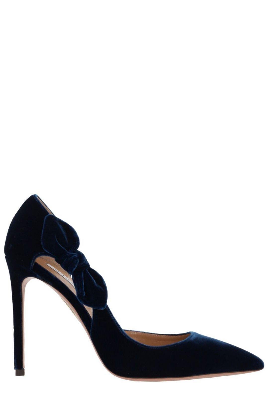 Shop Aquazzura Very Bow Tie Stiletto Heel Pumps In Blu