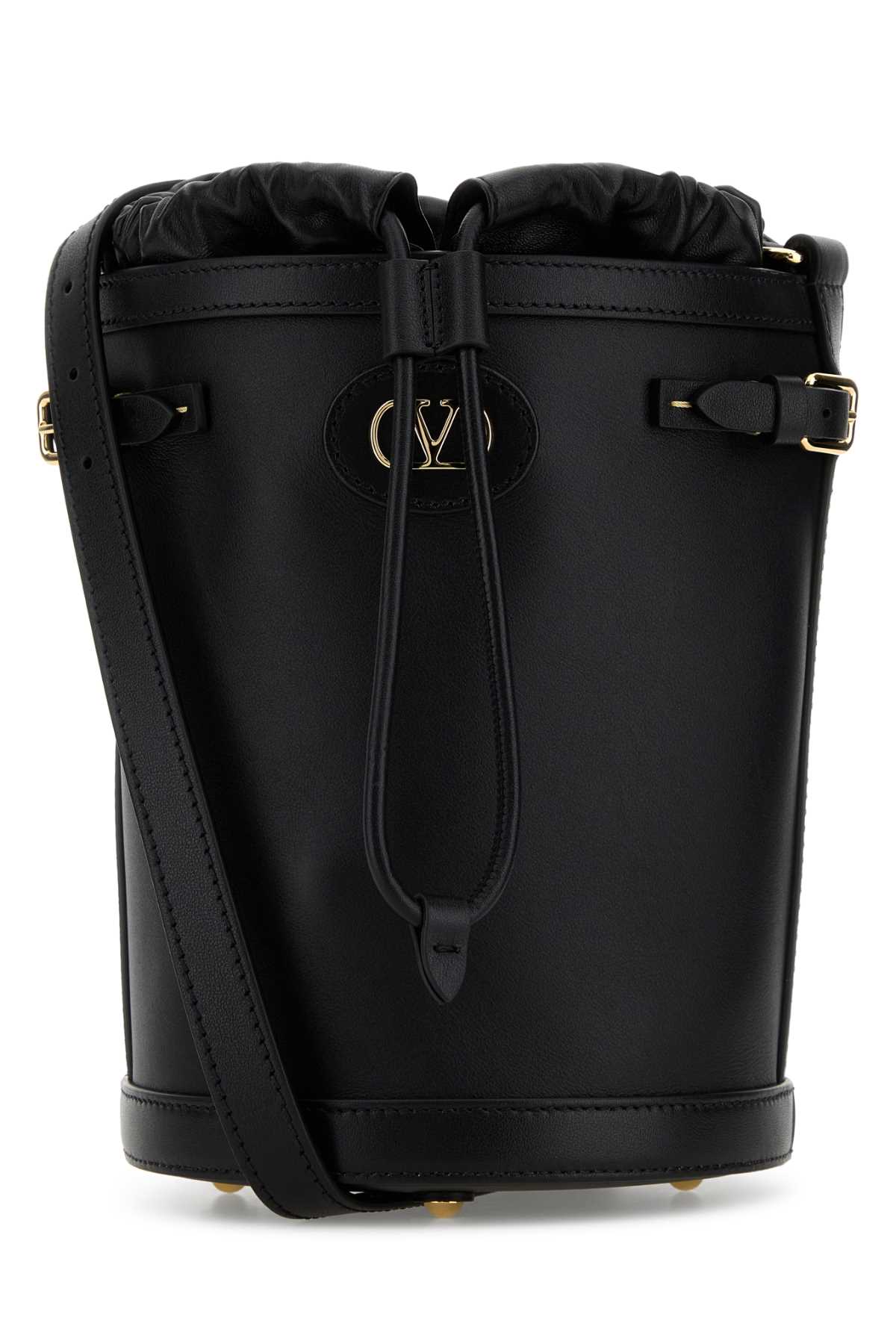 Valentino Garavani Black Leather Antibes Bucket Bag