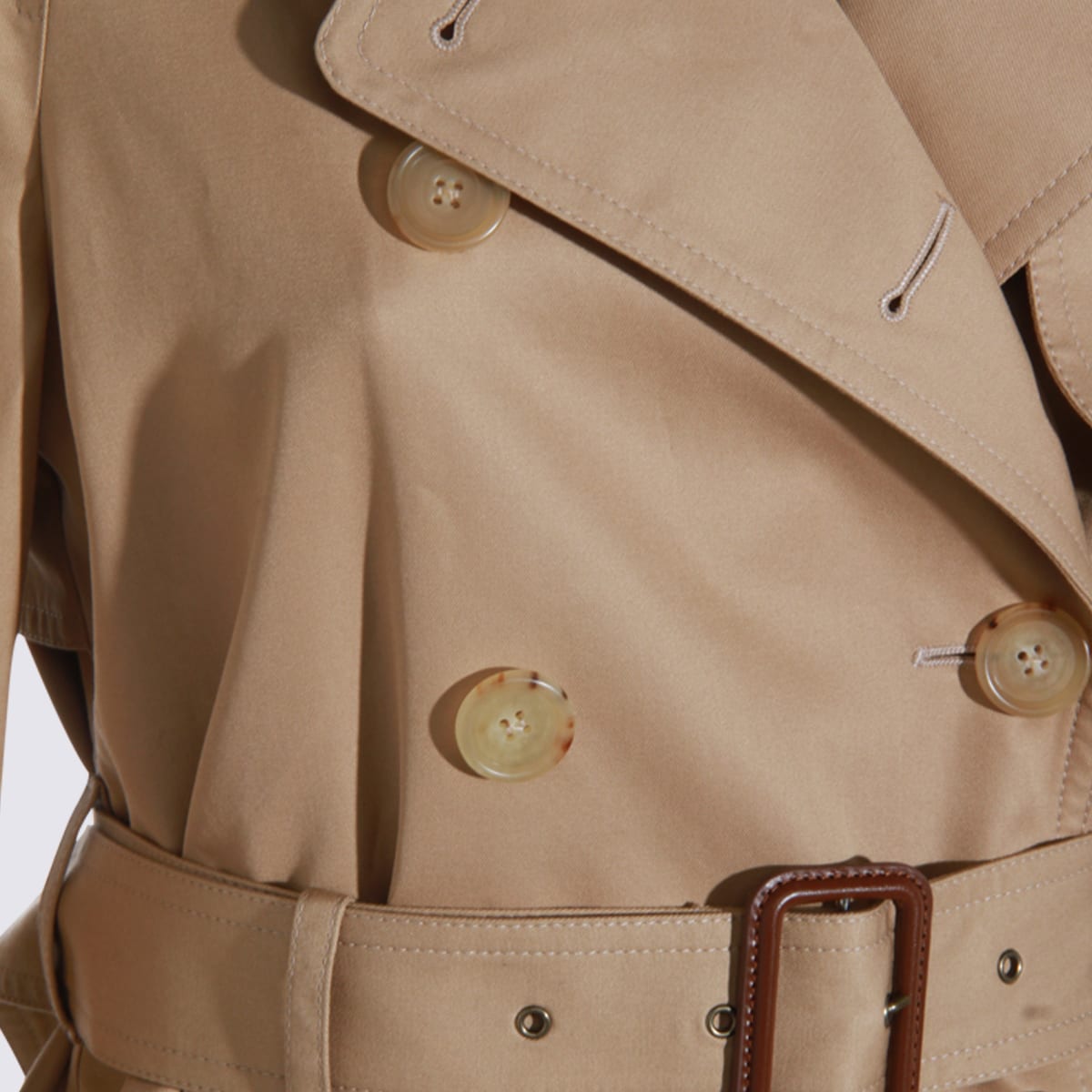 Chloé Belted Double-breasted Overcoats Epaulettes In Brown