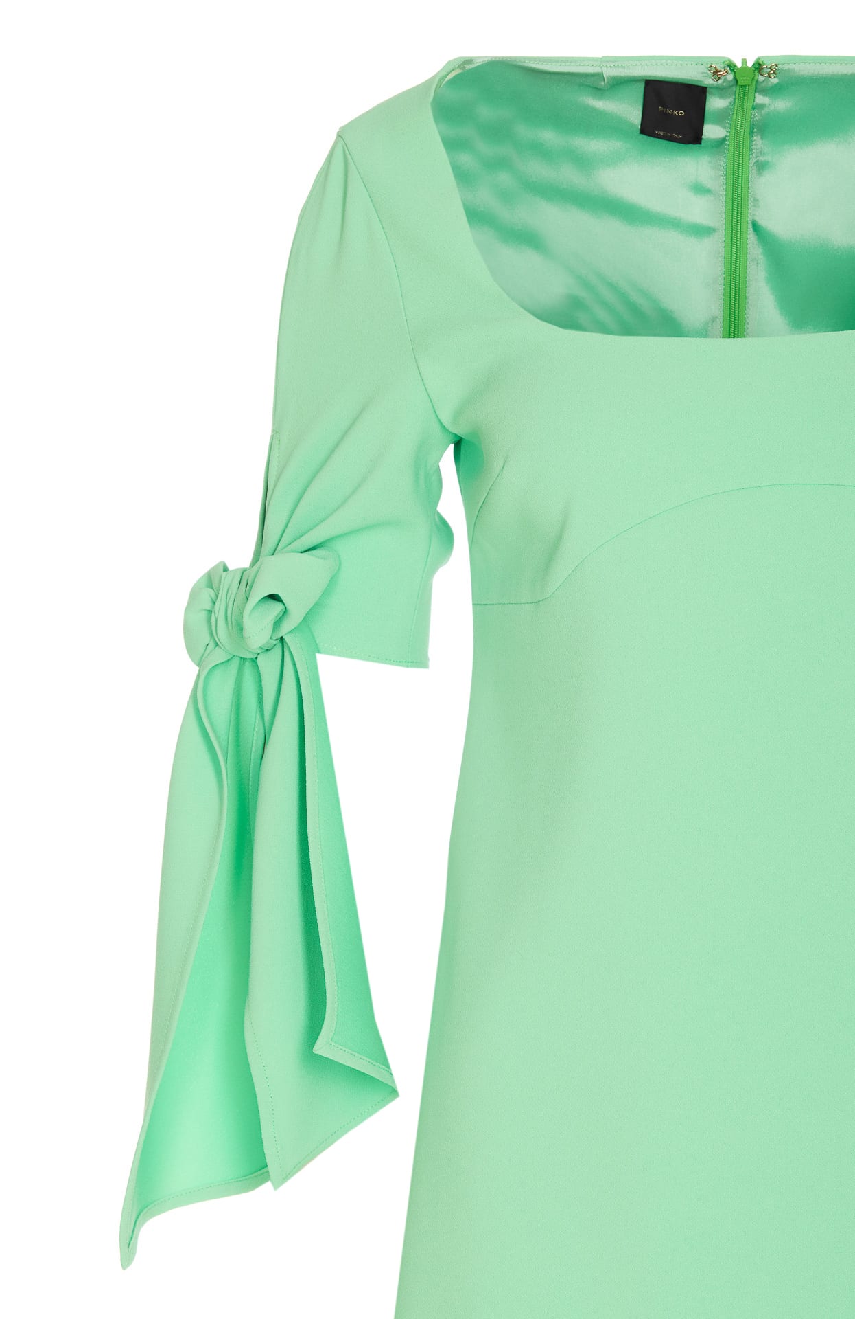 Shop Pinko Mini Dress With Bow On Sleeves In Green