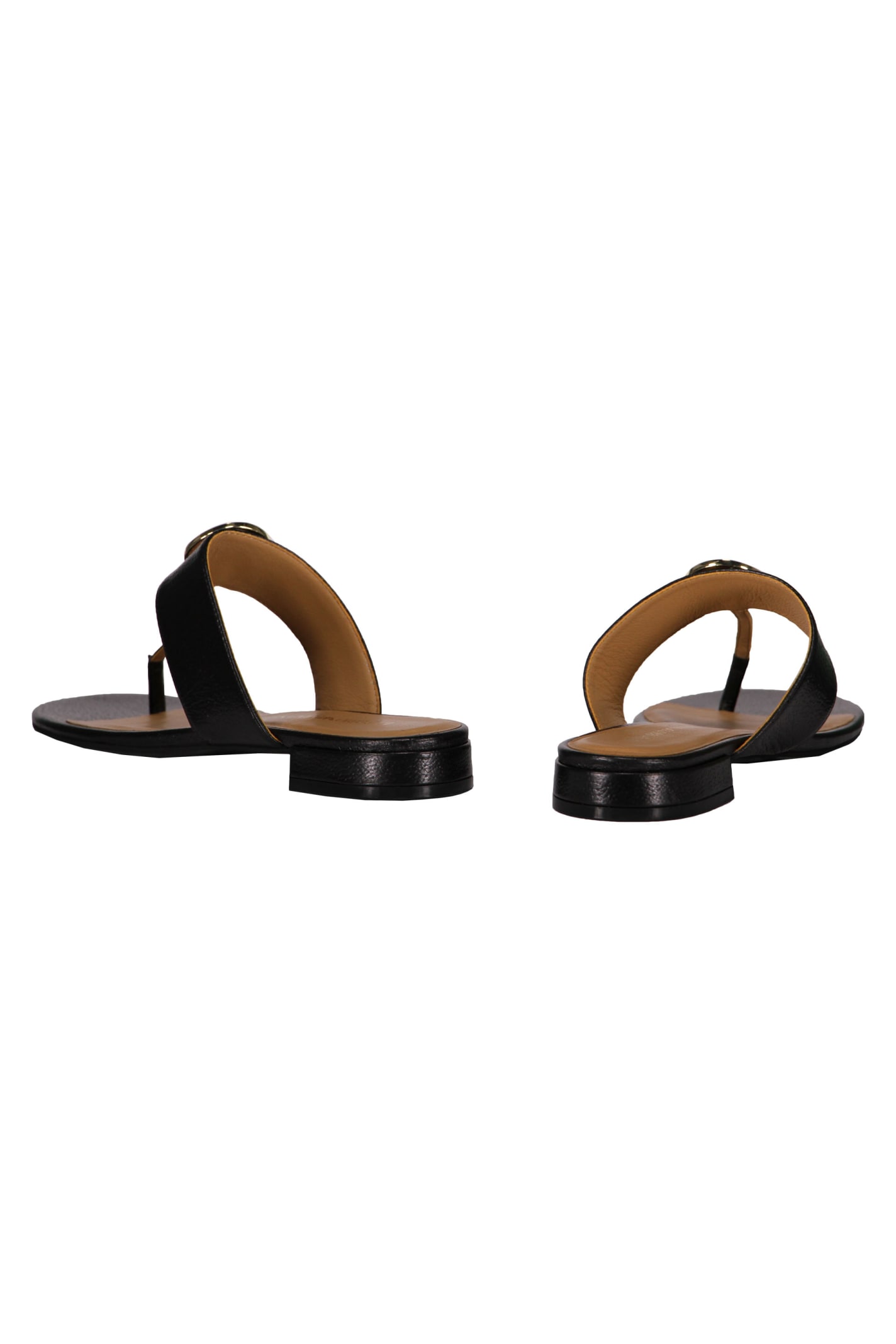 Shop Emporio Armani Leather Thong-sandals In Black