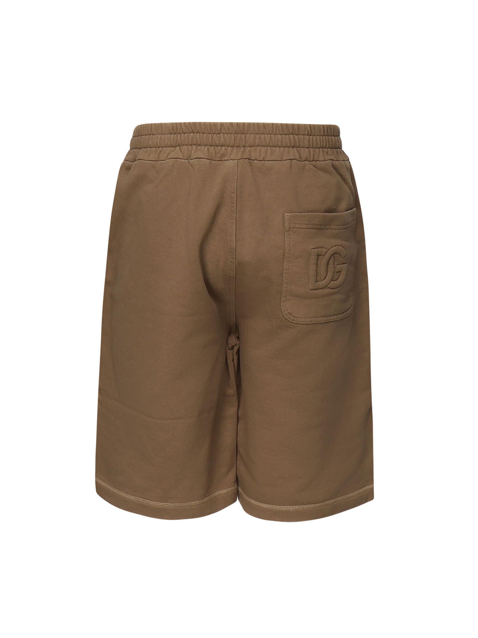 Dolce & Gabbana Cotton Jogging Shorts Elastic Waistband In Brown