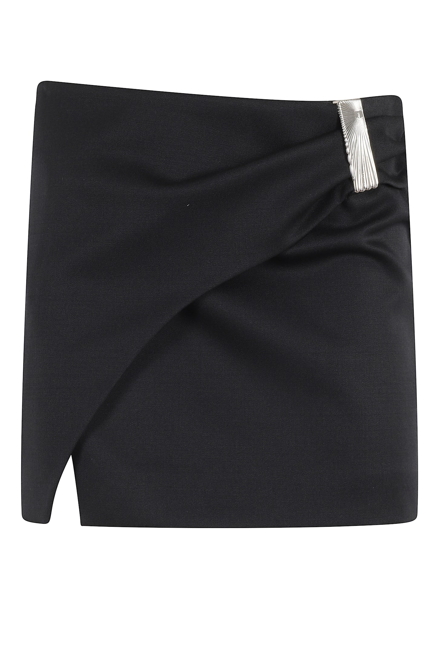 Attico Wool Gabardine Mini Skirt With Metallic Detail In Multi
