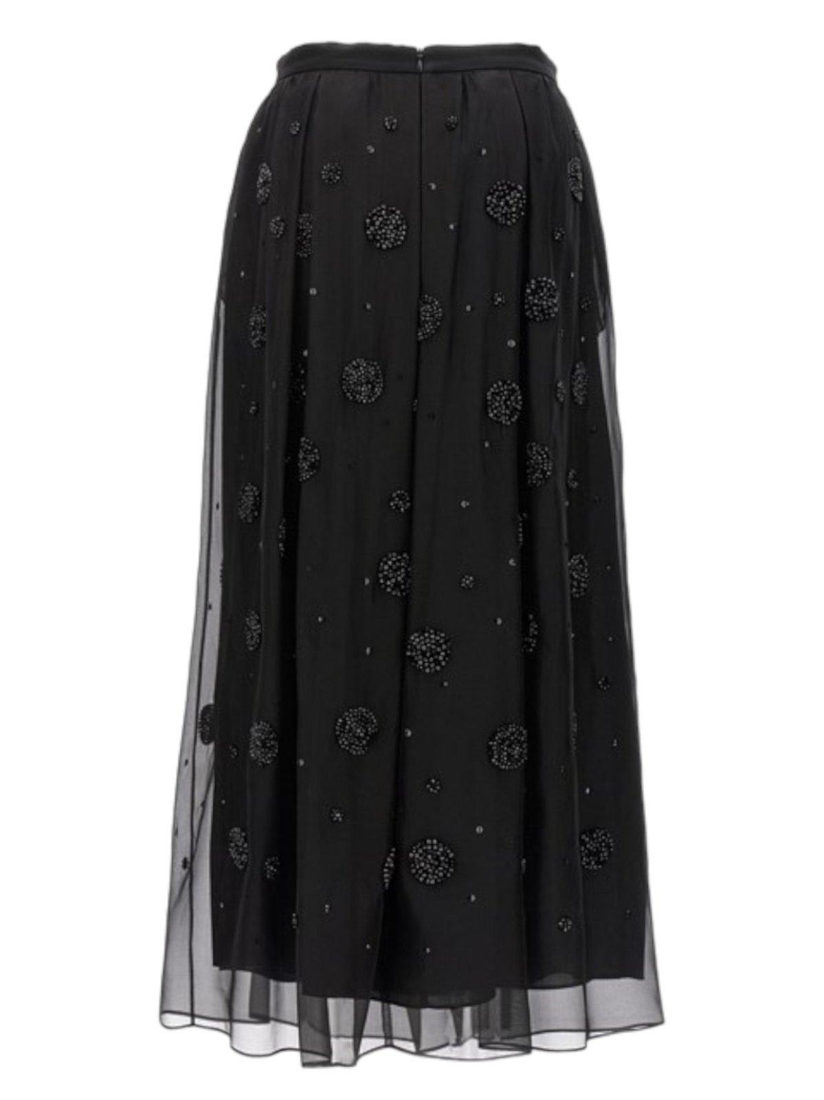 Shop Max Mara All-over Embellished Long Skirt In Black