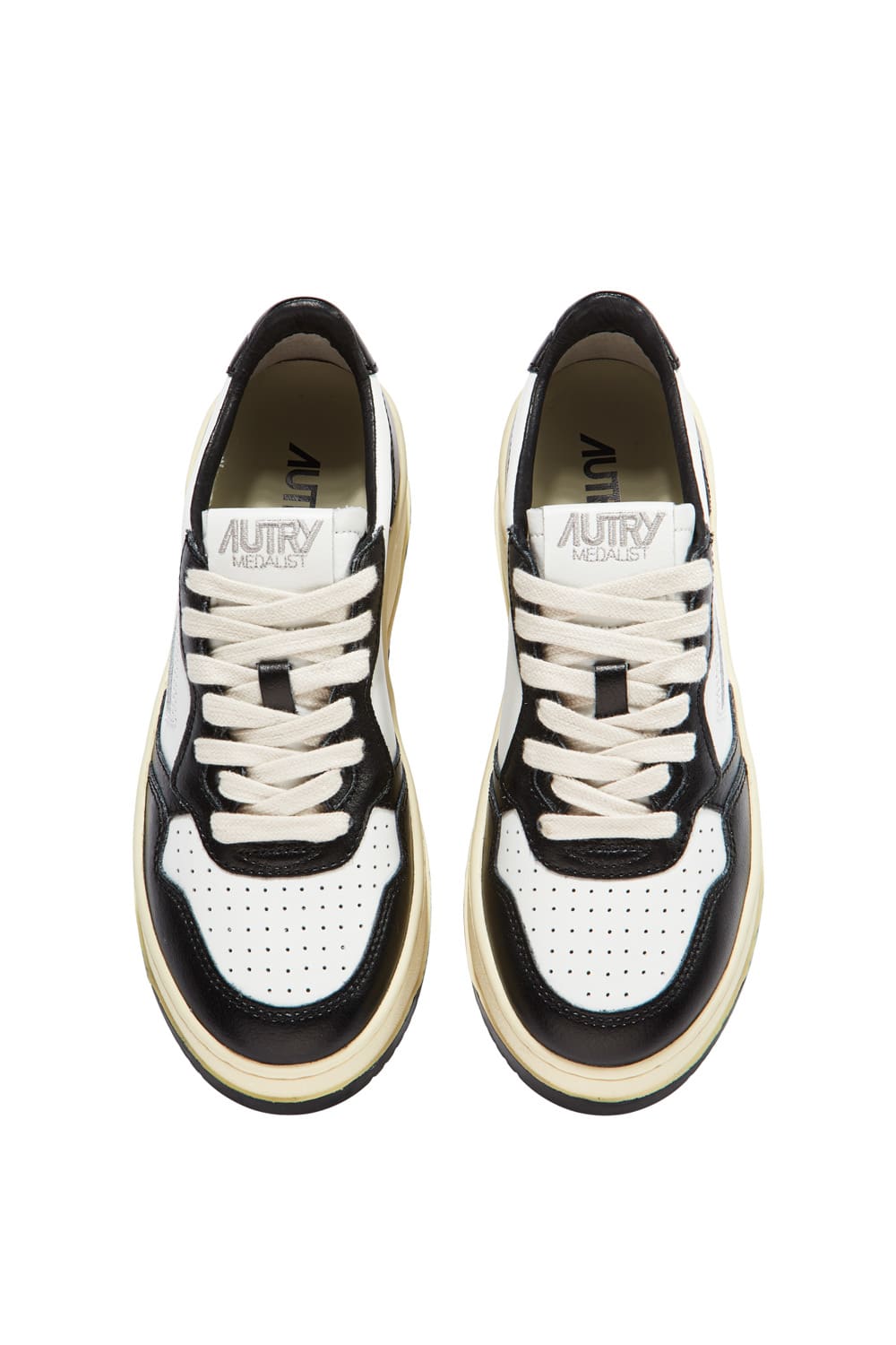 Shop Autry Platform Low Leat Leat In Wht Blk