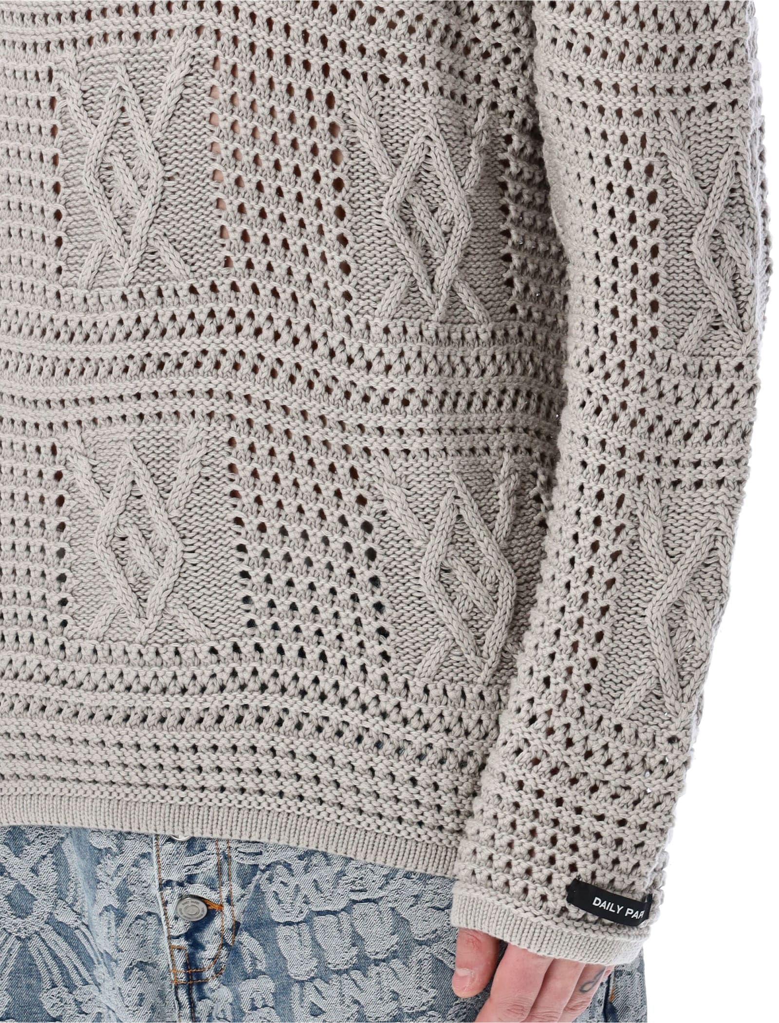 Shop Daily Paper Zuberi Crochet Sweater In Moonstrack Grey