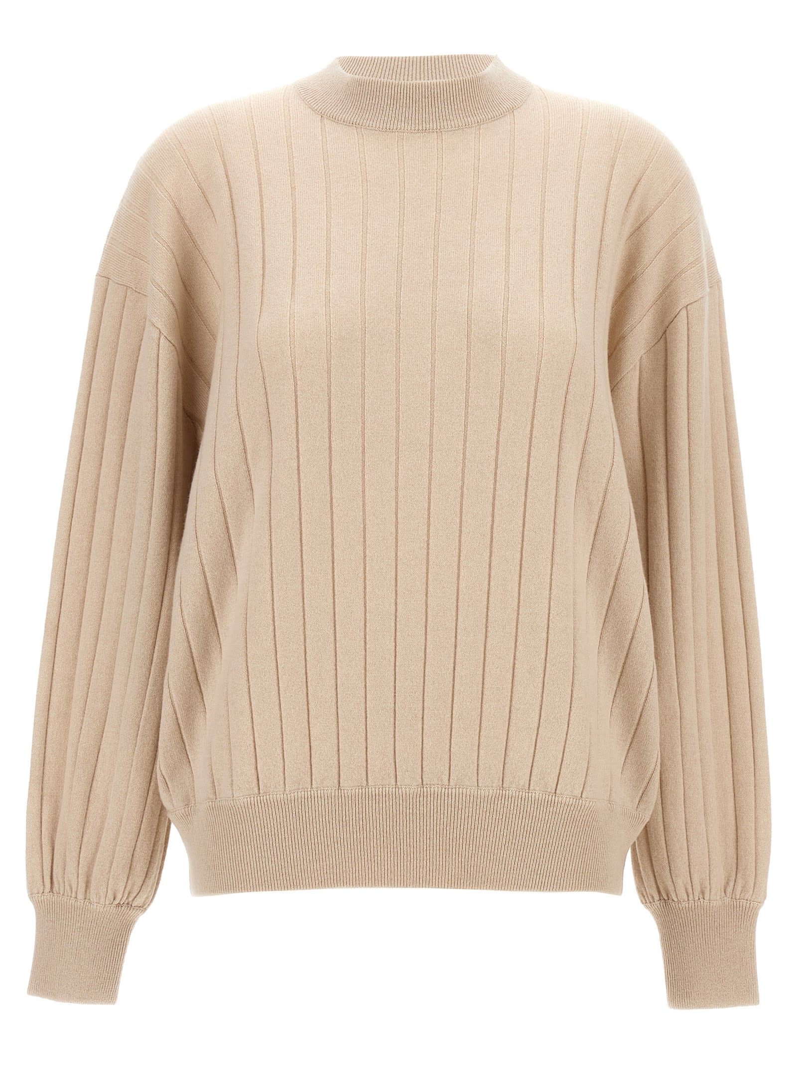 Shop Brunello Cucinelli Ribbed Sweater In Beige