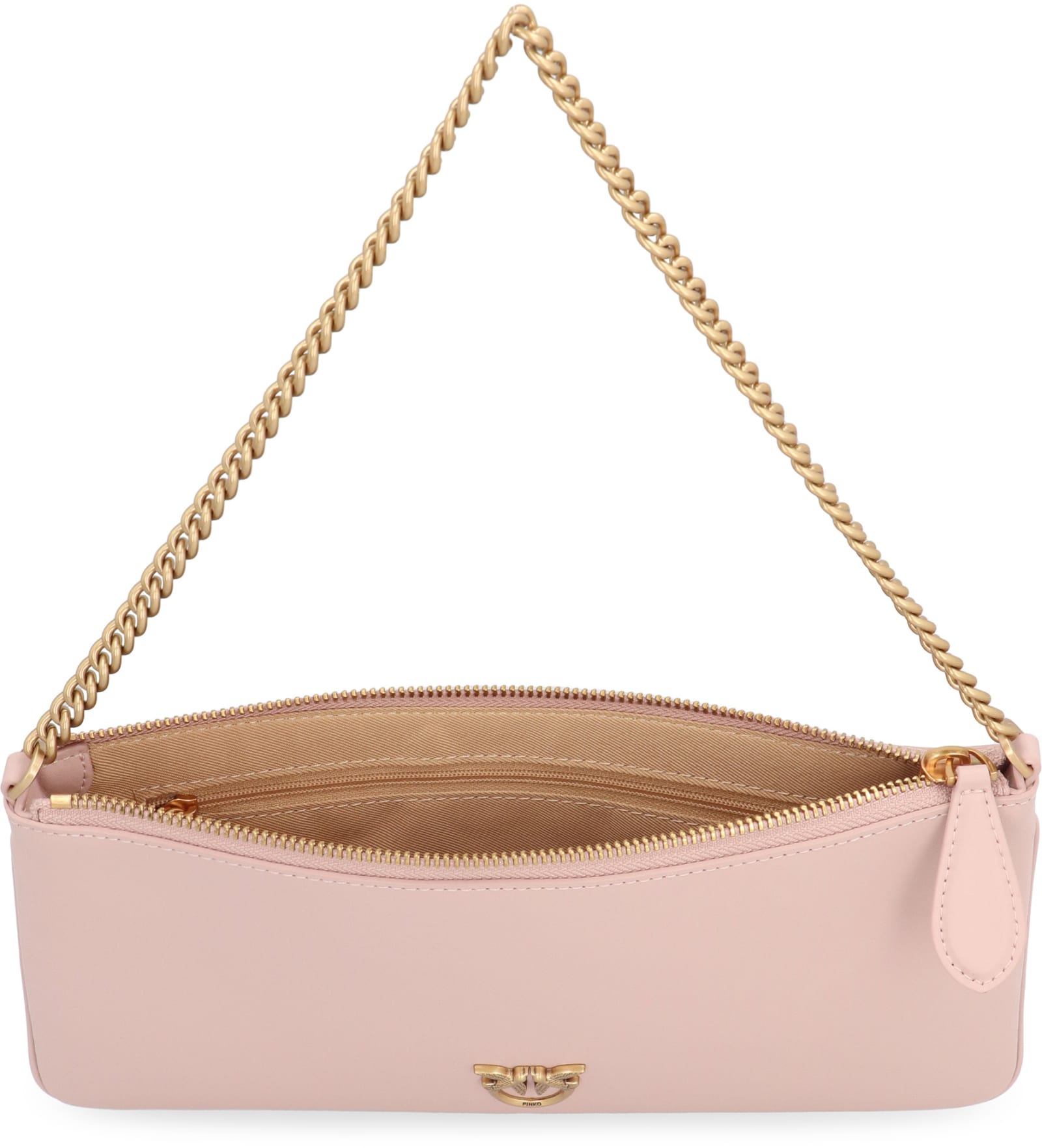 Pinko Horizontal Leather Shoulder Bag In Q Powder