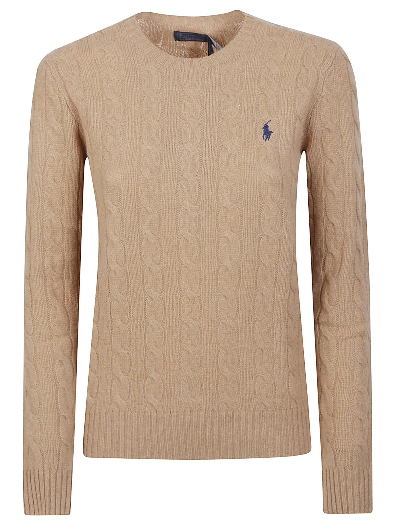 Polo Ralph Lauren Cable Knit Wool Cashmere Sweater In Neutral