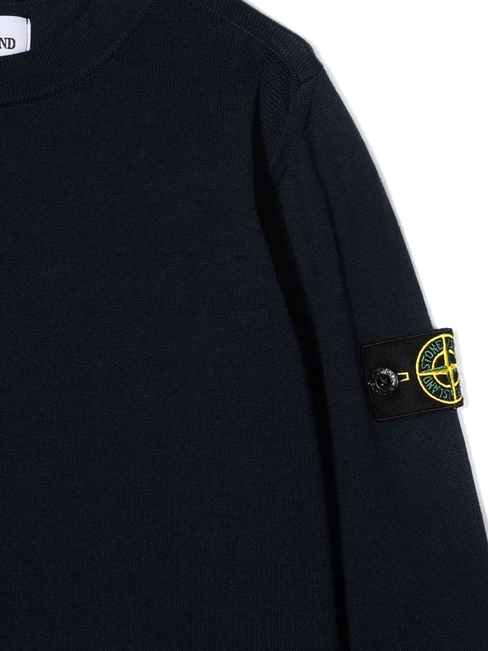 Shop Stone Island Blue Cotton Sweatshirt