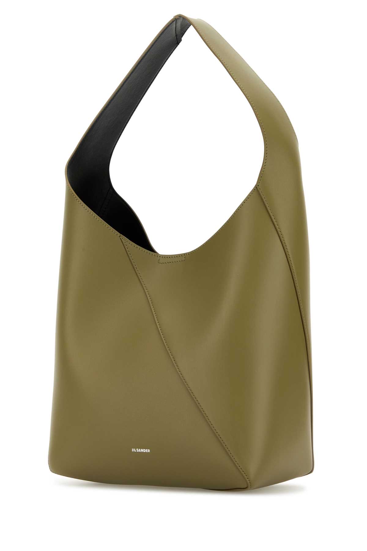 Shop Jil Sander Sage Green Leather Medium Vertigo Shoulder Bag In Darklinden