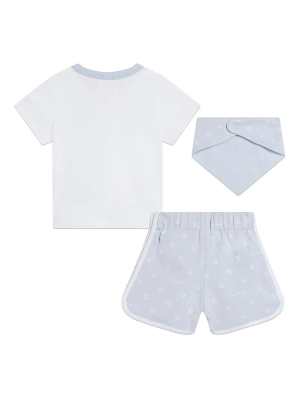 Shop Givenchy White And Light Blue Set With T-shirt, Shorts And Bandana