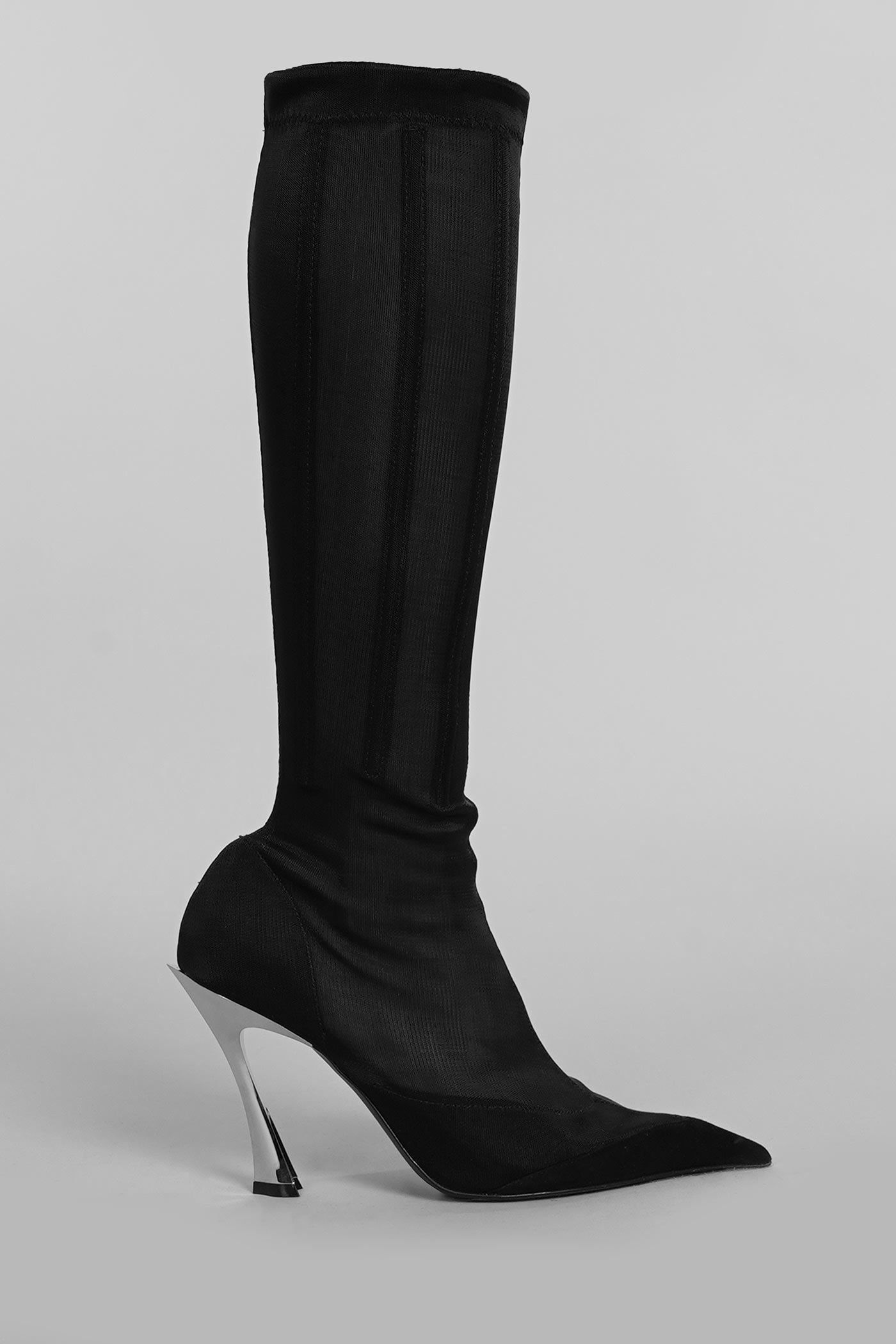 High Heels Boots In Black Nylon