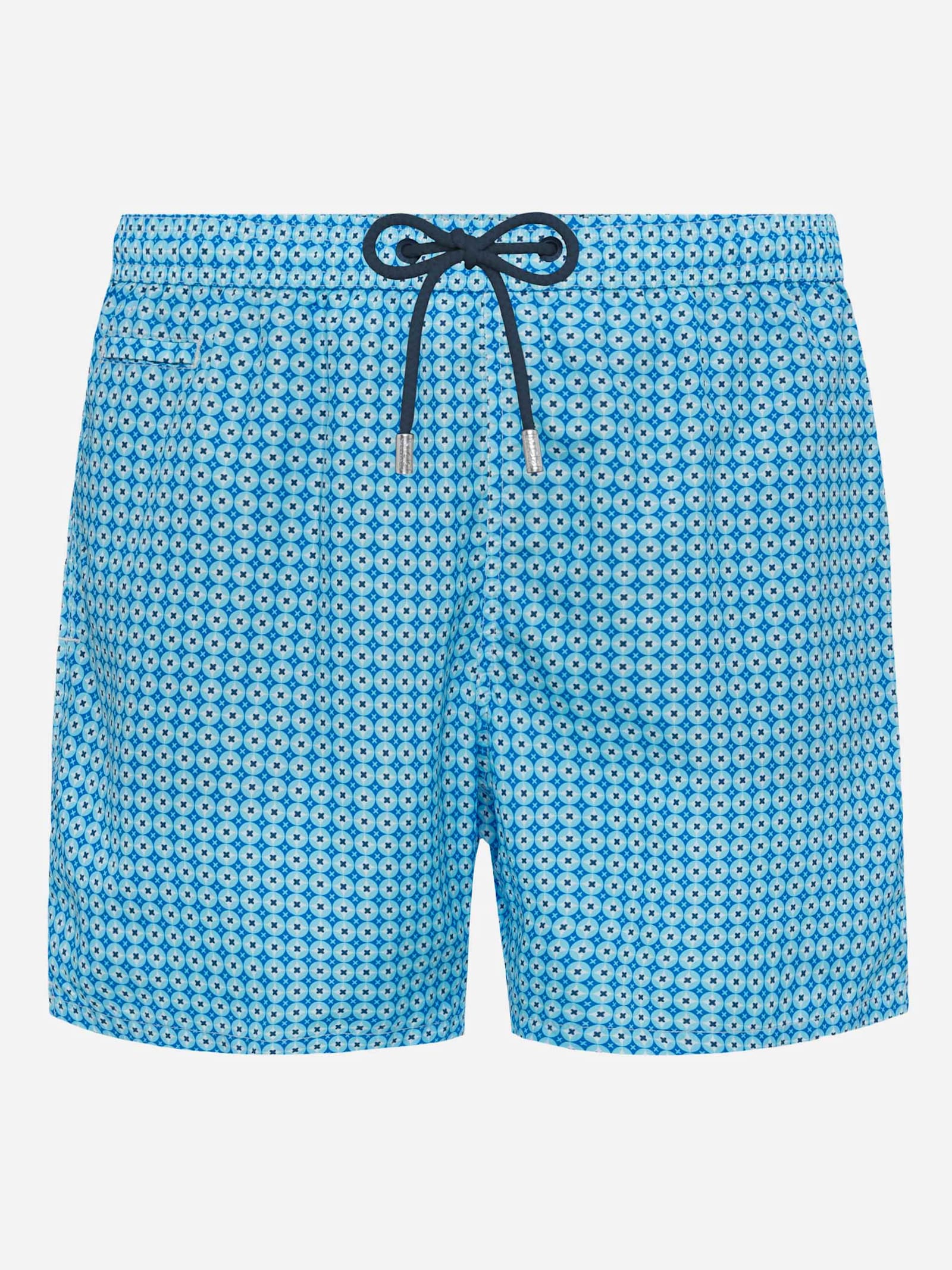 Mc2 Saint Barth Lightweight Fabric Swim Shorts Lighting With Sporty Geometric Print In Sky