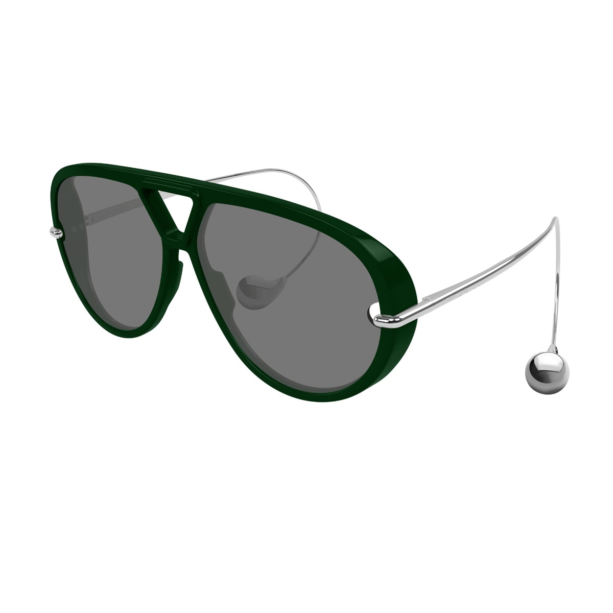 Bottega Veneta Bv1273s Linea Unapologetic 008 Green Silver Grey Sunglasses In Green