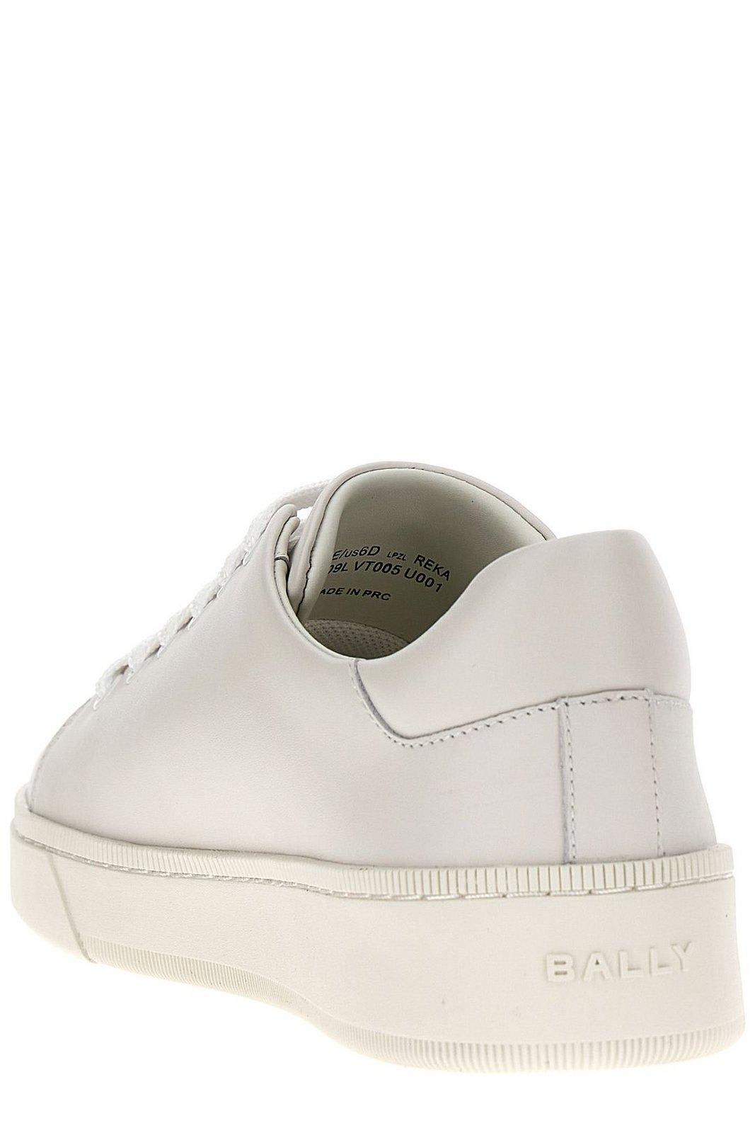 Shop Bally Round Toe Lace-up Sneakers In White