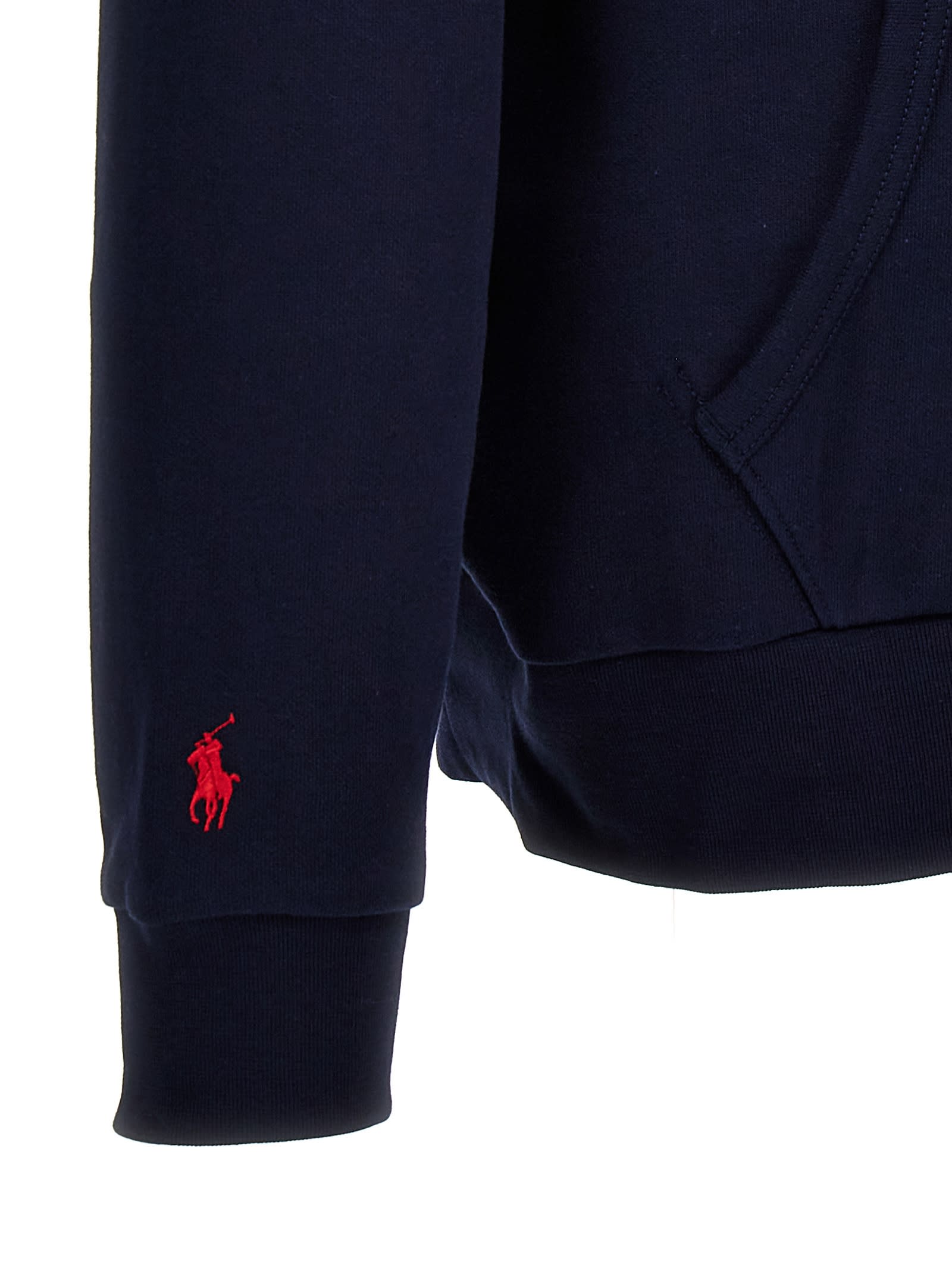 Shop Polo Ralph Lauren Logo Embroidery Hoodie In Blue