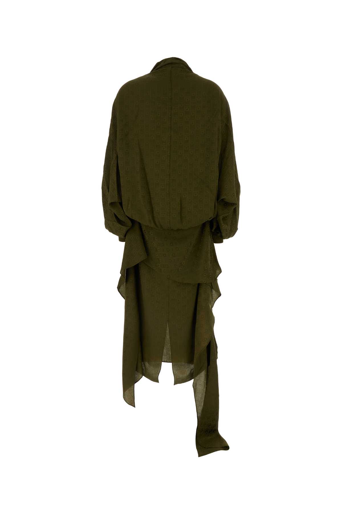 Shop Ferragamo Olive Green Silk Dress
