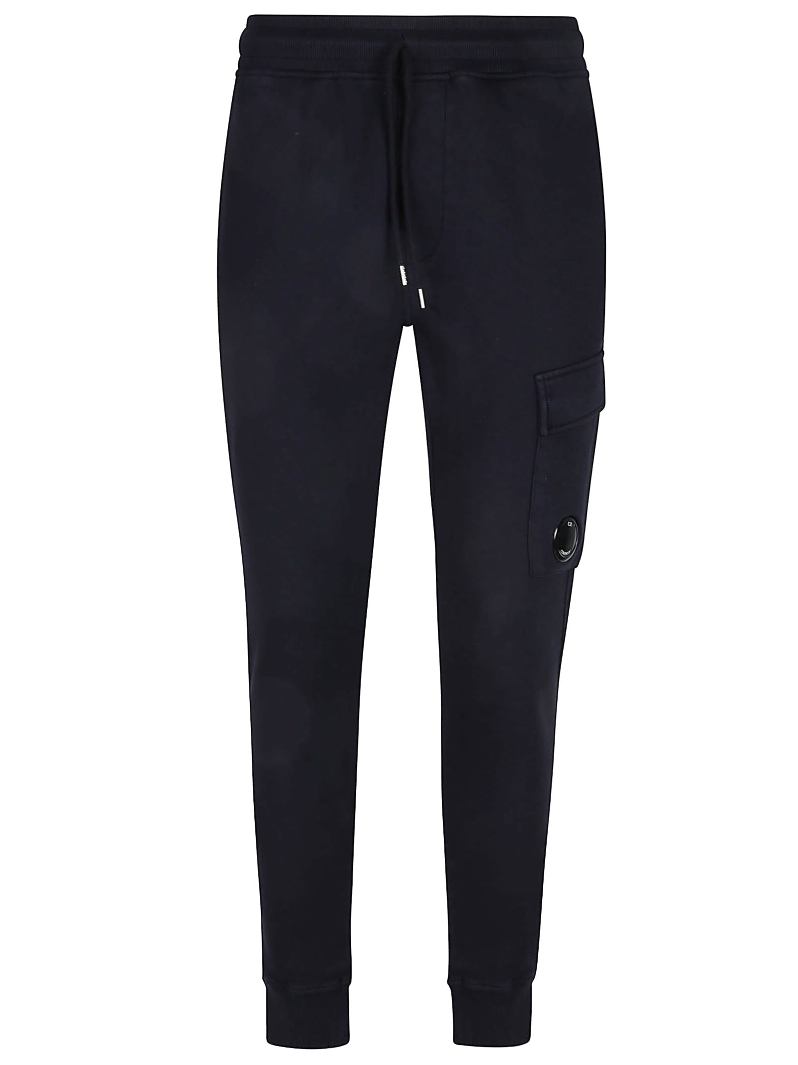 C.p. Company Diagonal Fleece Cargo Sweatpant In Black