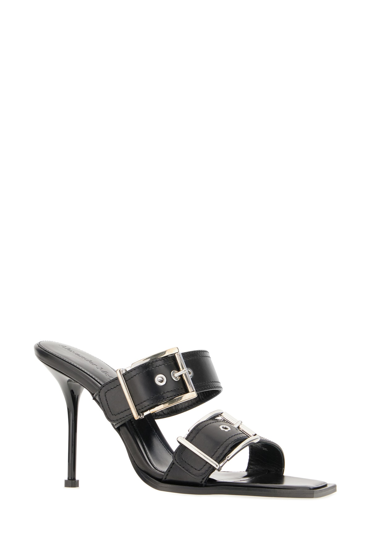 Shop Alexander Mcqueen Black Leather Sandals In 1081