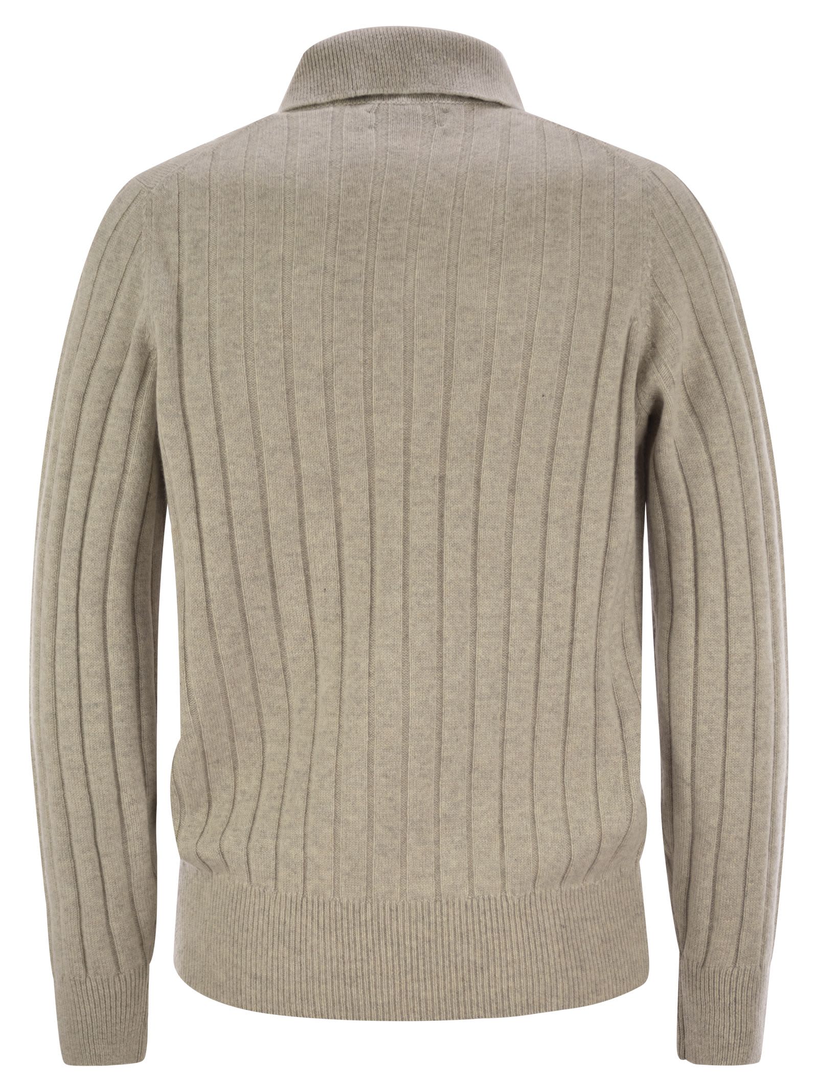 Shop Brunello Cucinelli Cashmere Knit Polo Shirt In Stone