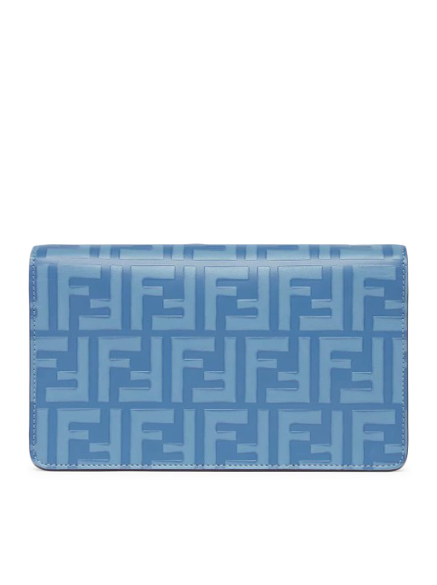 Shop Fendi Chain Pouch Wallet On Chain Vitello Stampa In Blue Violet Os