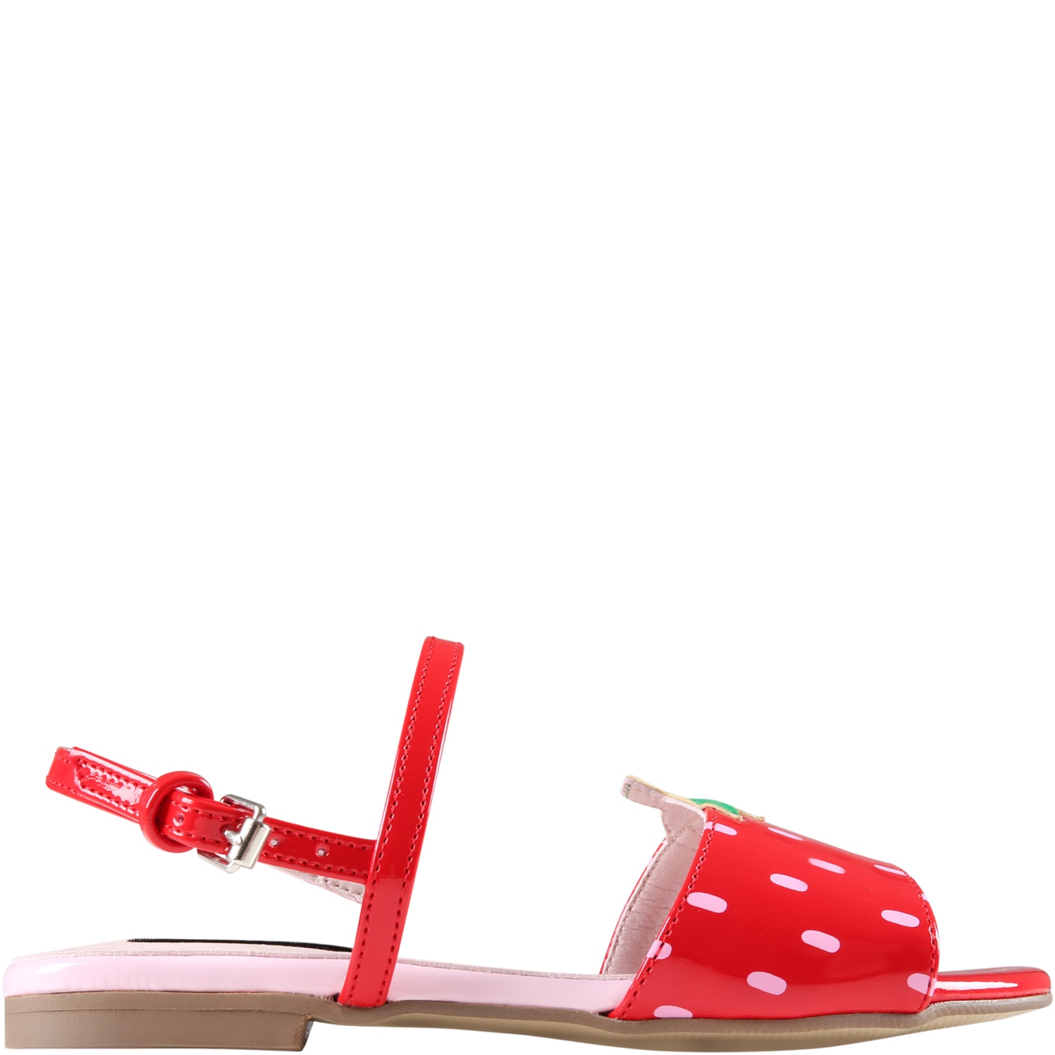 Stella McCartney Kids Red Sandals For Girl With Strawberry Print